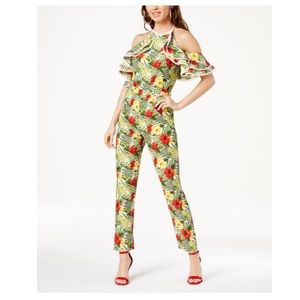 XOXO COLD SHOULDER FLORAL COLD SHOULDER JUMPSUIT